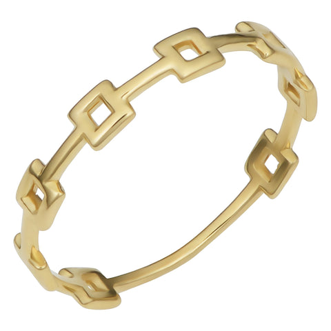14k Yellow Gold Square Station Ring
