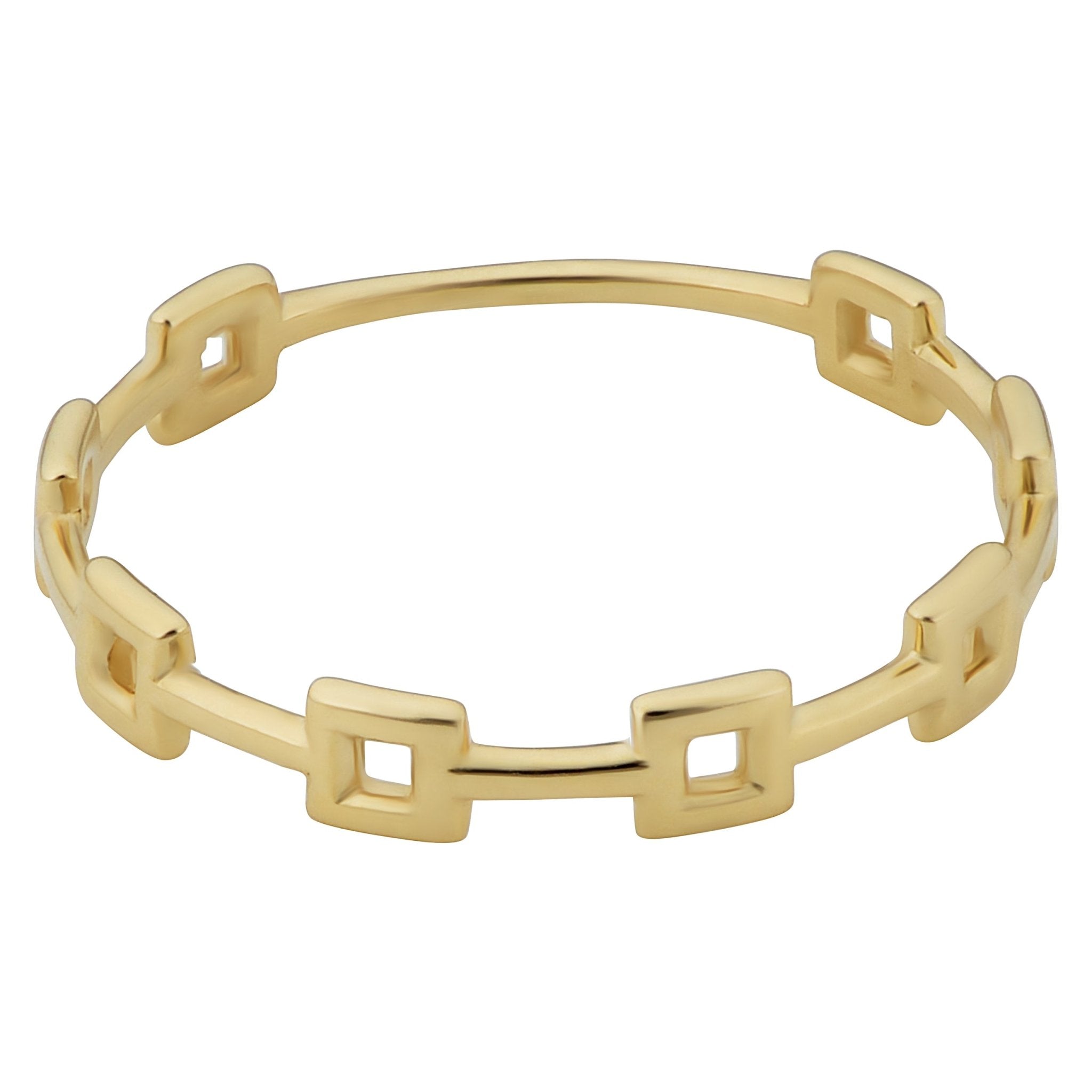 14k Yellow Gold Square Station Ring - JewelryAffairs