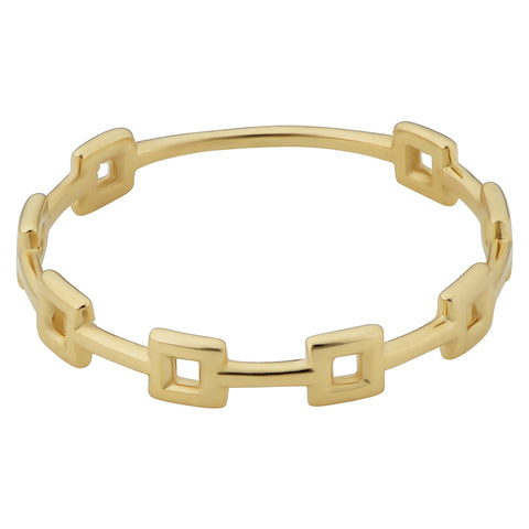 14k Yellow Gold Square Station Ring