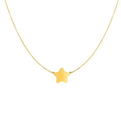 14k Yellow Gold Star Charm Necklace, 18" - JewelryAffairs