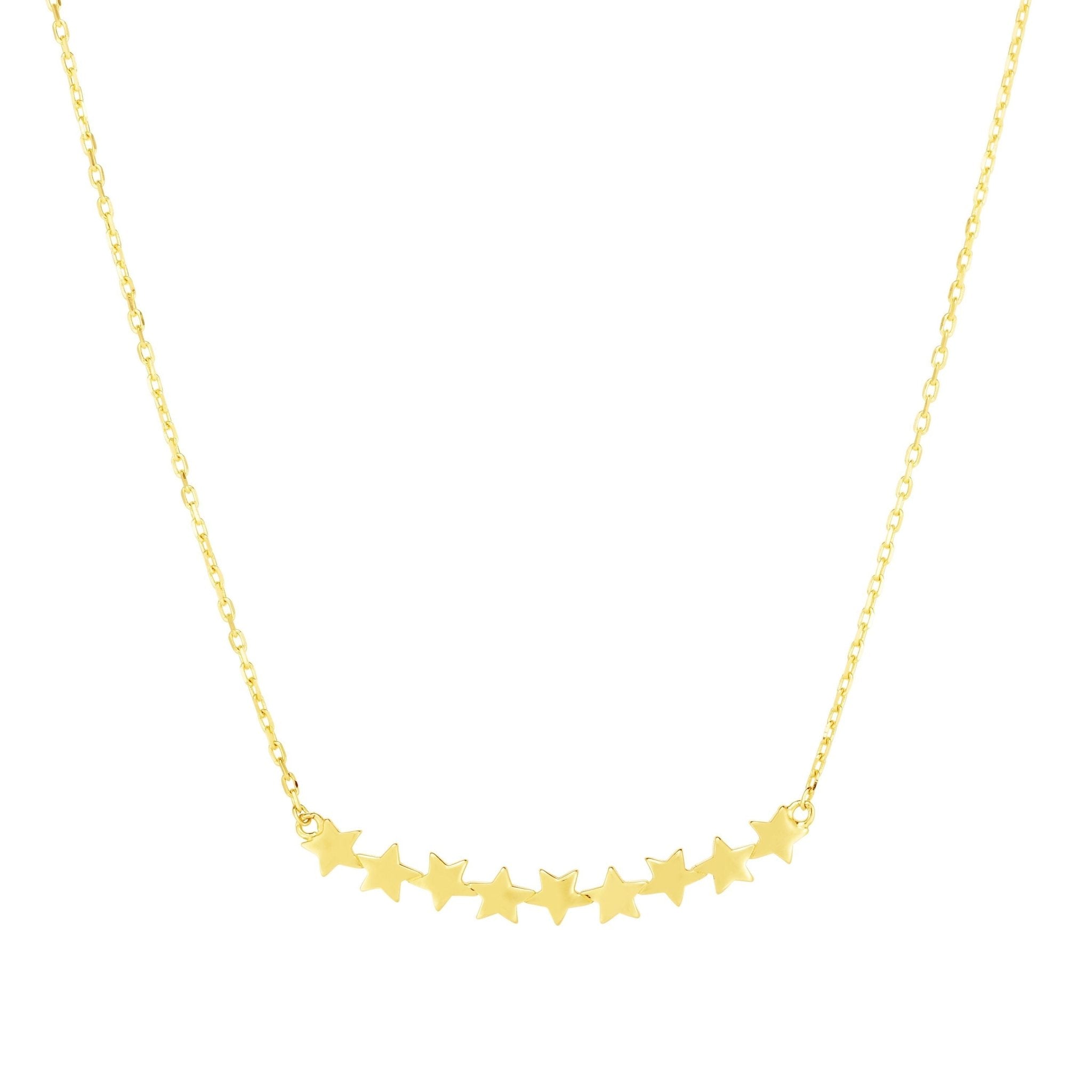 14k Yellow Gold Stars Pendant Necklace, 18" - JewelryAffairs