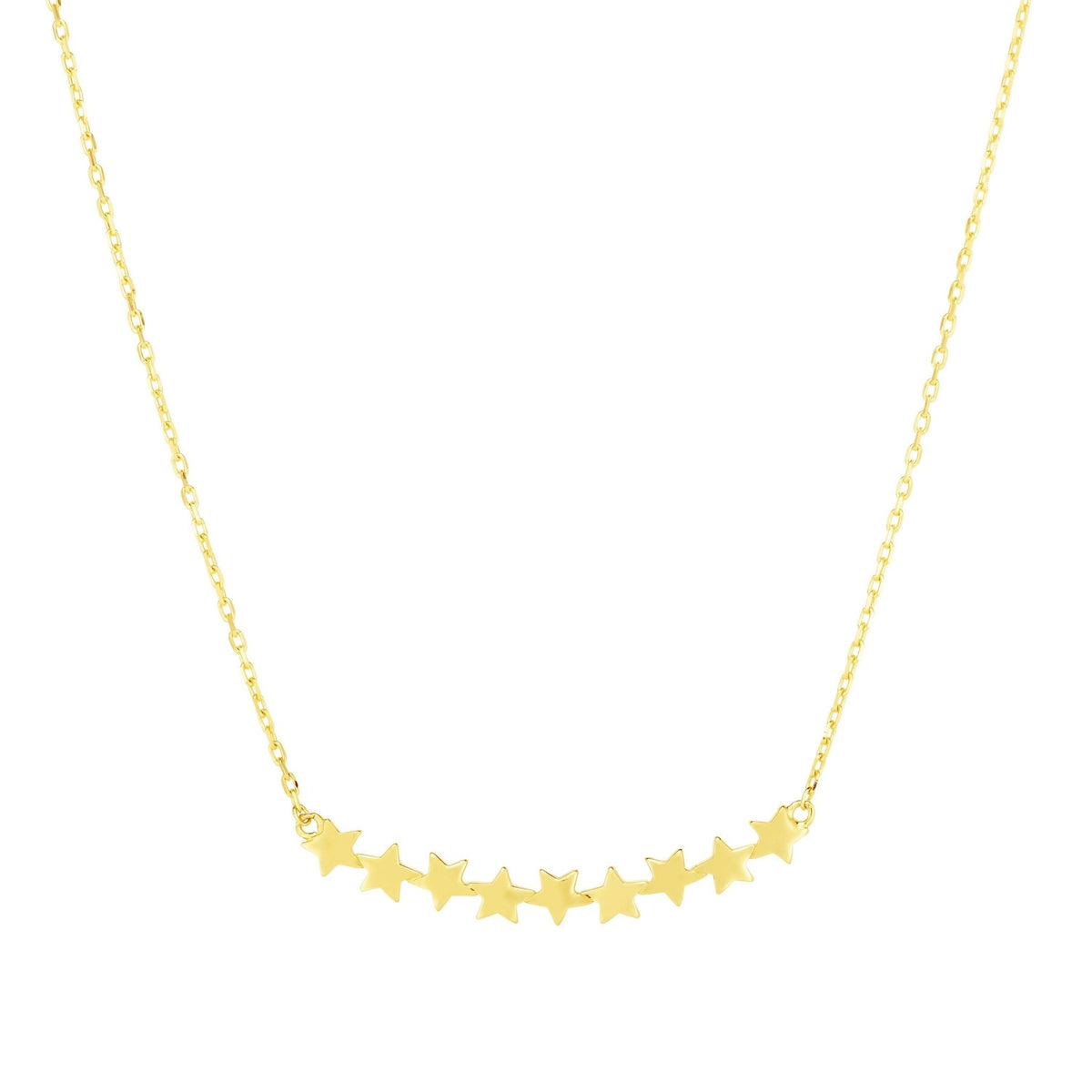 14k Yellow Gold Stars Pendant Necklace, 18" - JewelryAffairs
