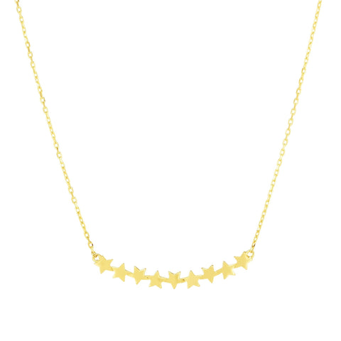14k Yellow Gold Stars Pendant Necklace, 18"