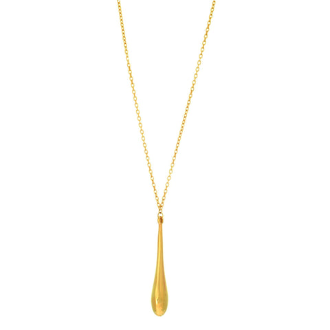 14k Yellow Gold Tear Drop Pendant Necklace, 18"