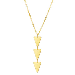 14k Yellow Gold Three Hanging Triangle Pendant Necklace, 18"
