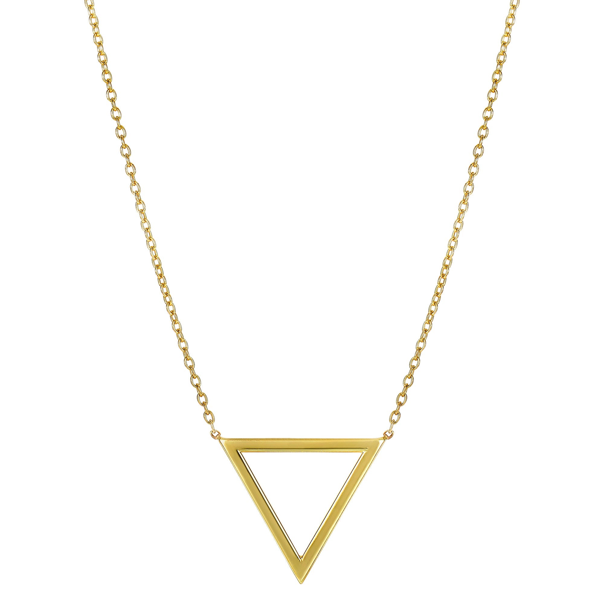 14k Yellow Gold Triangle Delta Symbol Pendant Necklace, 18"