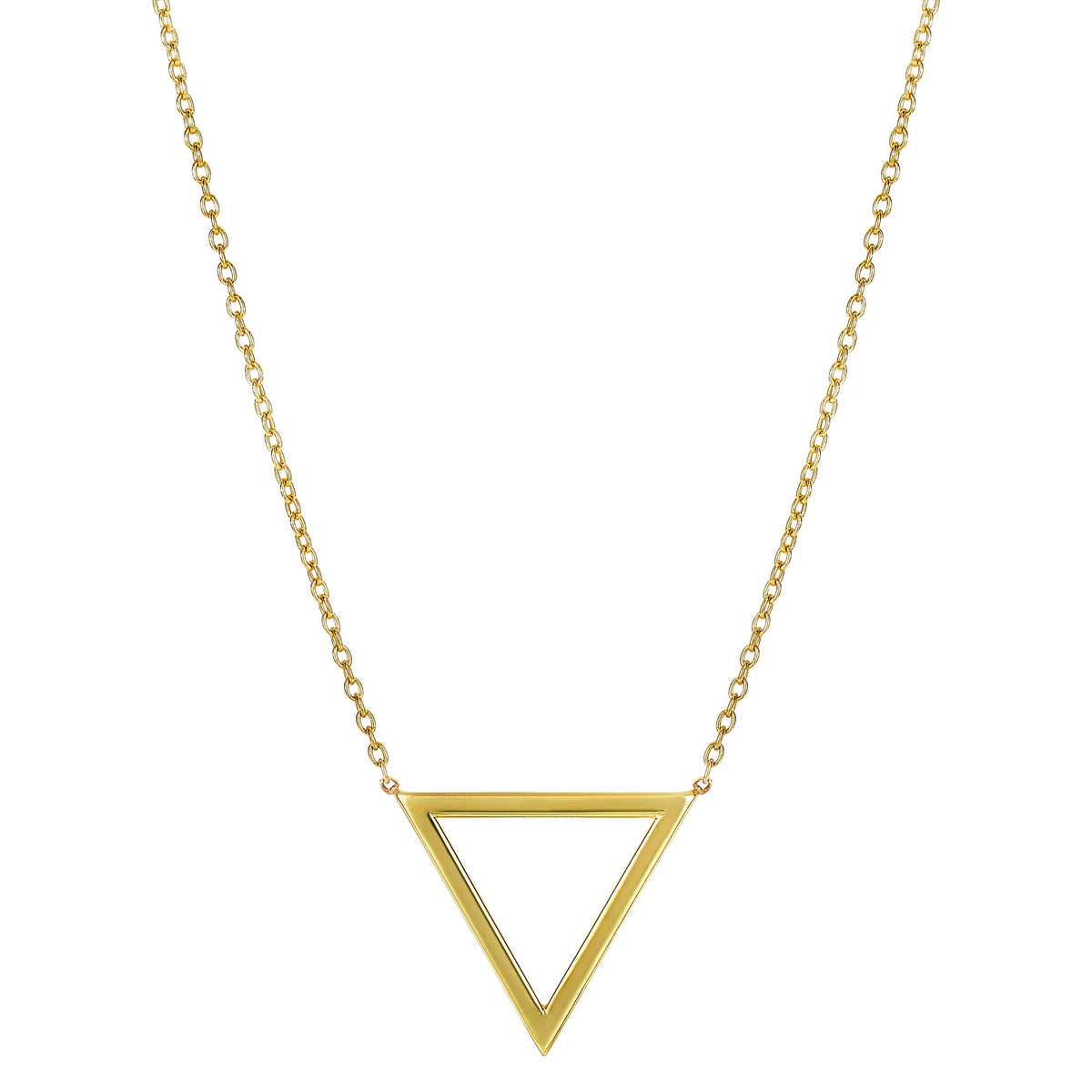 14k Yellow Gold Triangle Delta Symbol Pendant Necklace, 18"