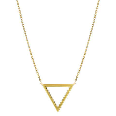 14k Yellow Gold Triangle Delta Symbol Pendant Necklace, 18"