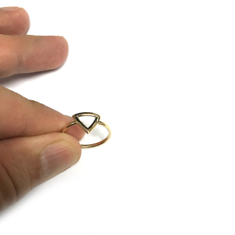 14K Yellow Gold Triangle Design Ring, Size 7