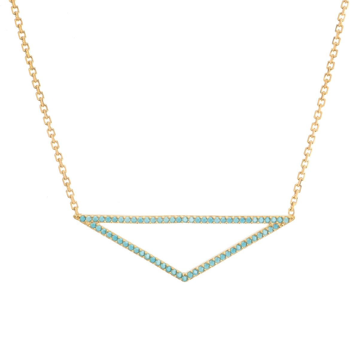 14K Yellow Gold Triangle Pendant Necklace, 16" To 18" Adjustable