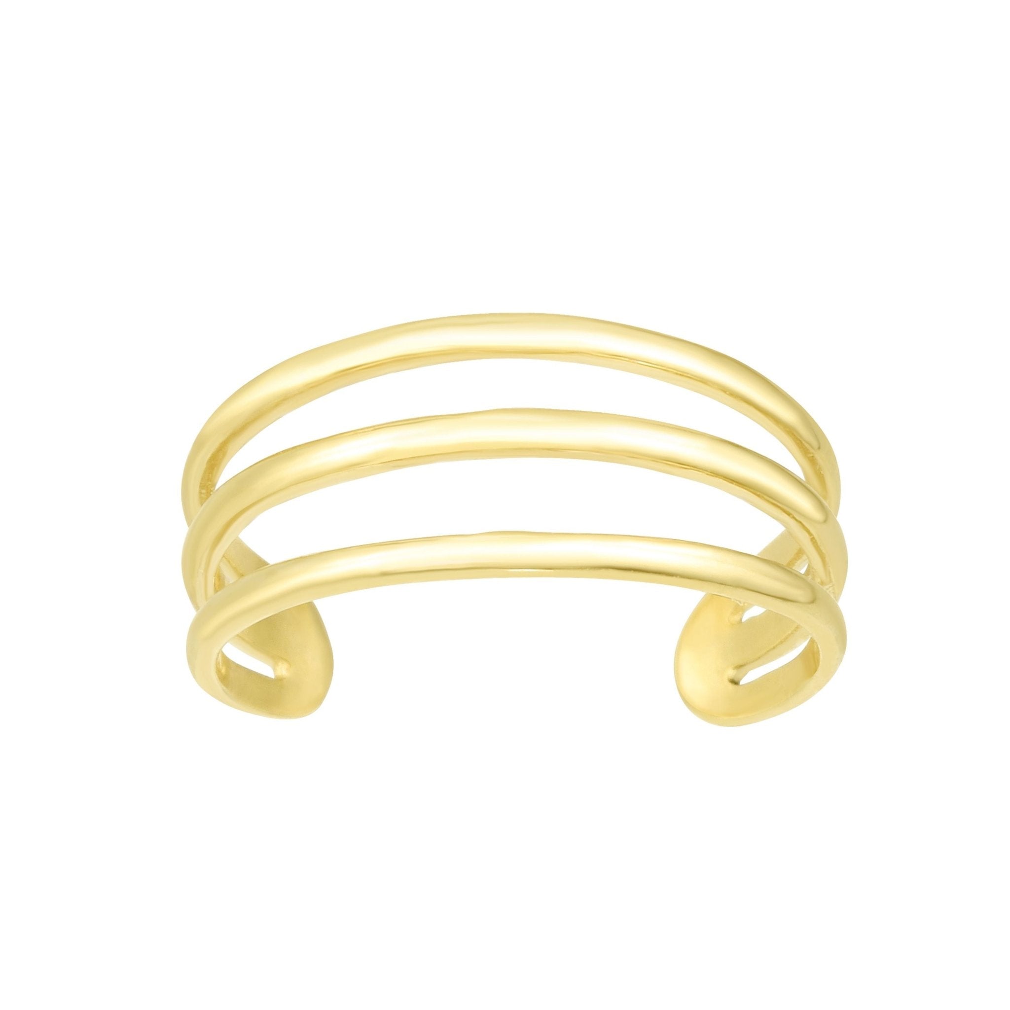 14K Yellow Gold Triple Bar Adjustable Toe Ring 6.5mm - JewelryAffairs