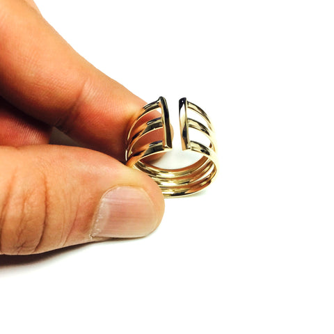 14k Yellow Gold Triple Open Band Ring
