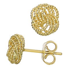 14k Yellow Gold Twisted Cable 4 Line Love Knot Type Stud Earrings, 9 x 8mm - JewelryAffairs