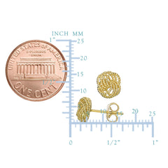 14k Yellow Gold Twisted Cable 4 Line Love Knot Type Stud Earrings, 9 x 8mm - JewelryAffairs