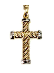 14k Yellow Gold Twisted Cable Cross Mens Pendant, 25 X 15 mm - JewelryAffairs