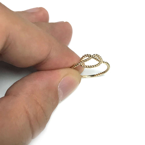 14k Yellow Gold Twisted Cable Knot Ring, Size 7