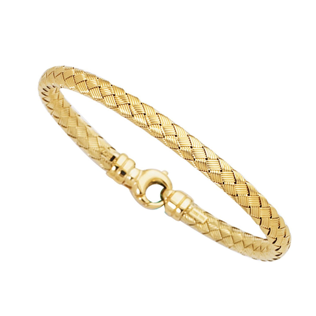 14k Yellow Gold Weaved Women's Bangle Bracelet, 7.25" - JewelryAffairs