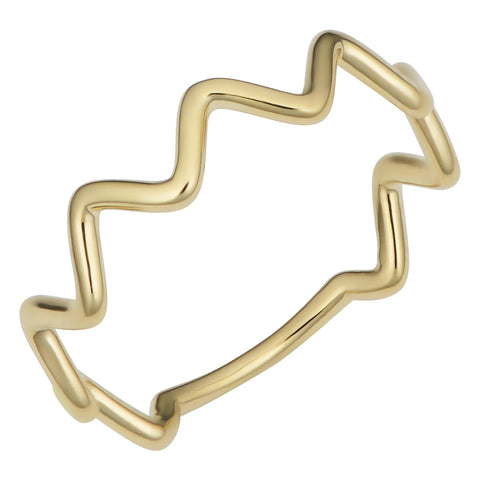 14k Yellow Gold Zigzag Curves Ring
