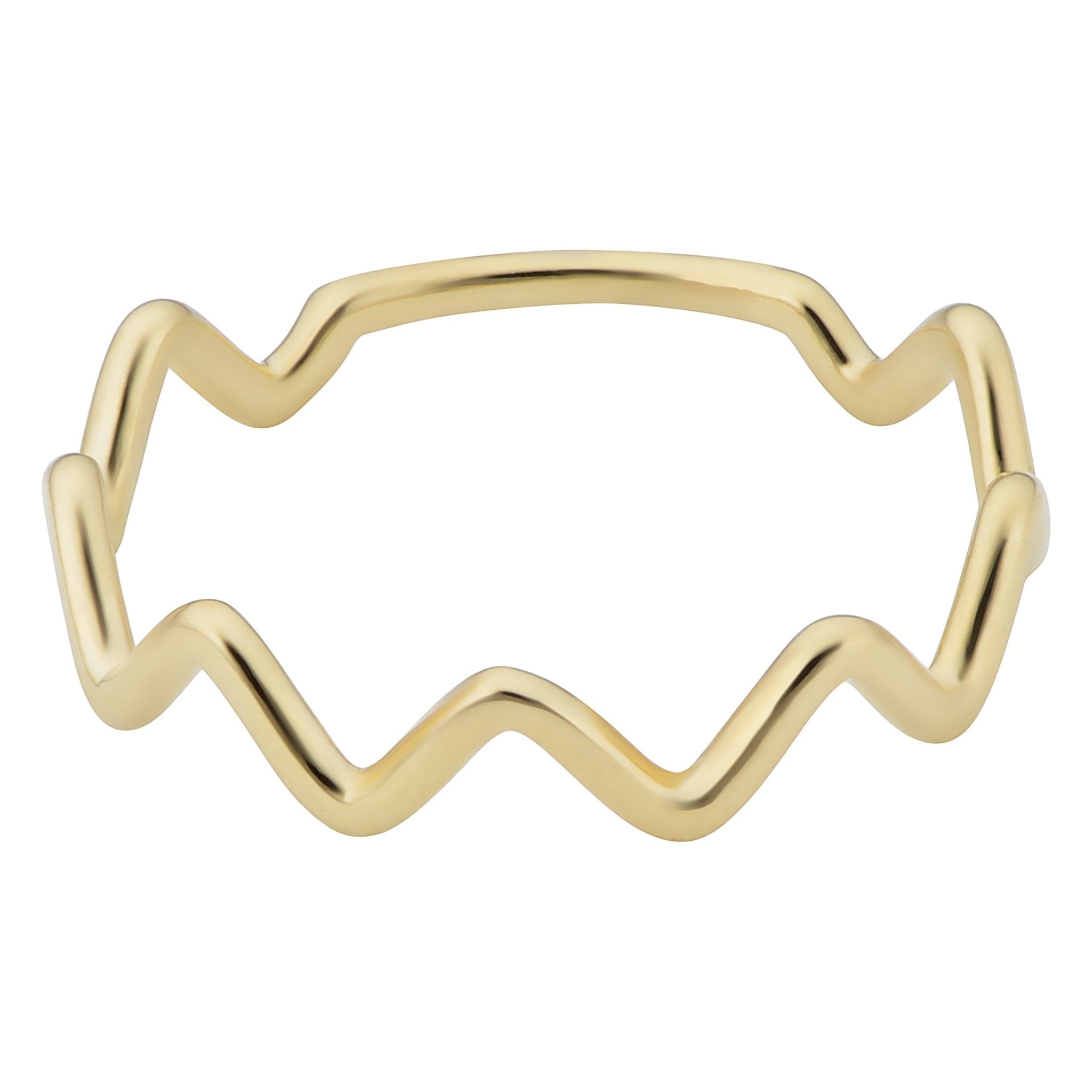 14k Yellow Gold Zigzag Curves Ring - JewelryAffairs