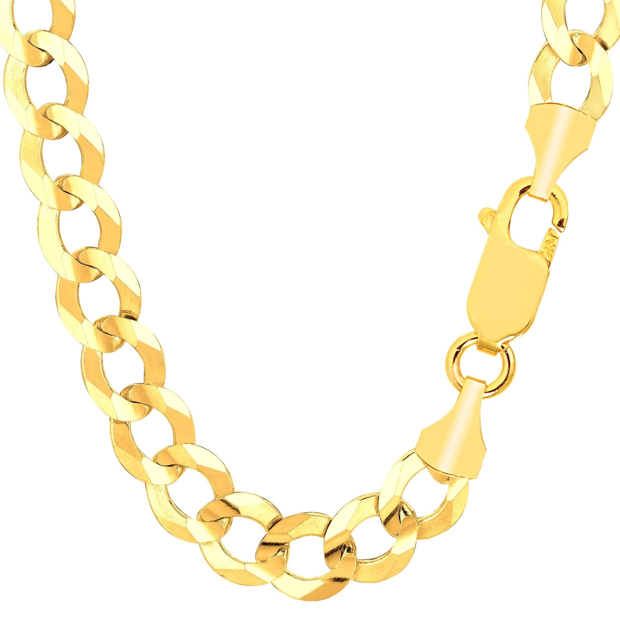 14k Yellow Solid Gold Comfort Curb Chain, 10mm, 8.5" - JewelryAffairs