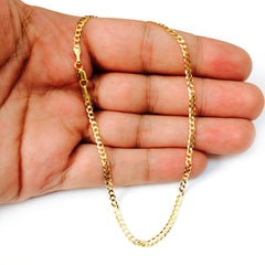 14k Yellow Solid Gold Comfort Curb Chain Bracelet, 2.7mm, 10" - JewelryAffairs
