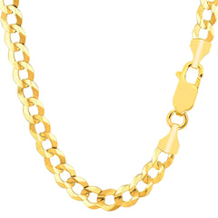 14k Yellow Solid Gold Comfort Curb Chain Bracelet, 7.0mm, 8.5" - JewelryAffairs