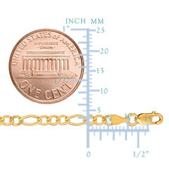 14k Yellow Solid Gold Figaro Chain Bracelet, 3.0mm - JewelryAffairs