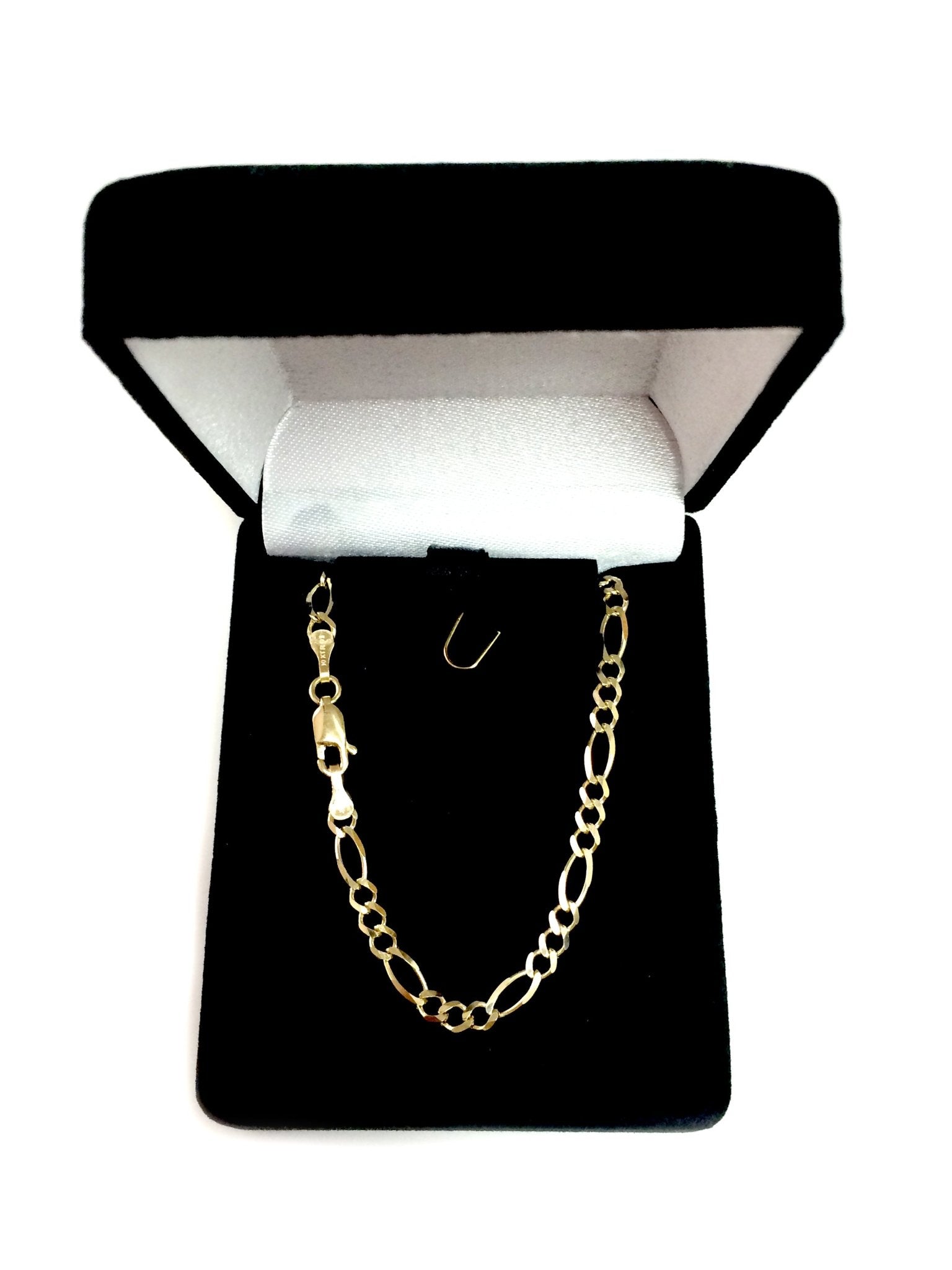 14k Yellow Solid Gold Figaro Chain Bracelet, 3.0mm - JewelryAffairs