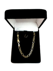 14k Yellow Solid Gold Figaro Chain Bracelet, 3.0mm - JewelryAffairs