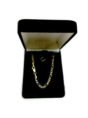 14k Yellow Solid Gold Figaro Chain Bracelet, 3.0mm - JewelryAffairs