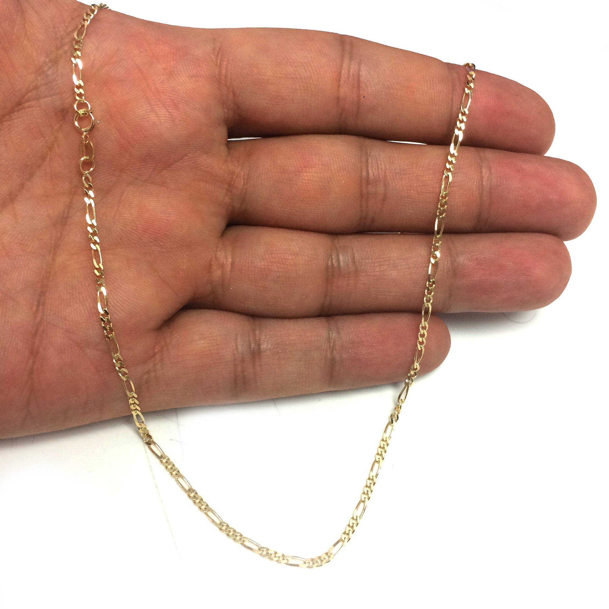 14k Yellow Solid Gold Figaro Chain Necklace, 1.9mm - JewelryAffairs