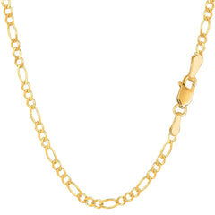 14k Yellow Solid Gold Figaro Chain Necklace, 2.6mm - JewelryAffairs