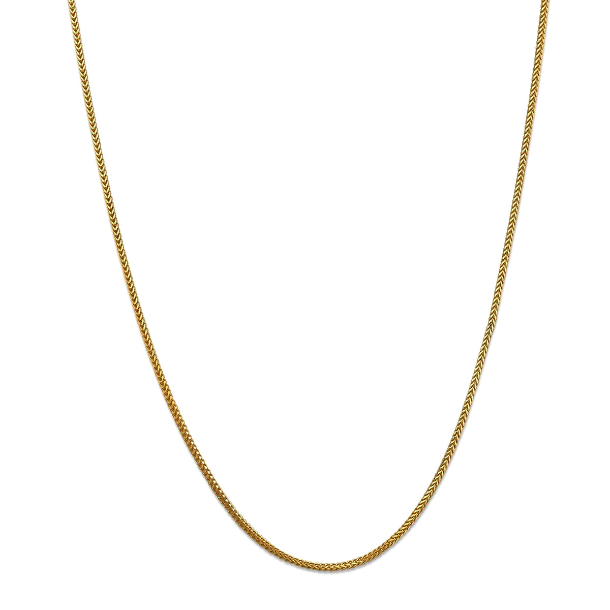 14k Yellow Solid Gold Franco Chain Necklace, 1.2mm - JewelryAffairs