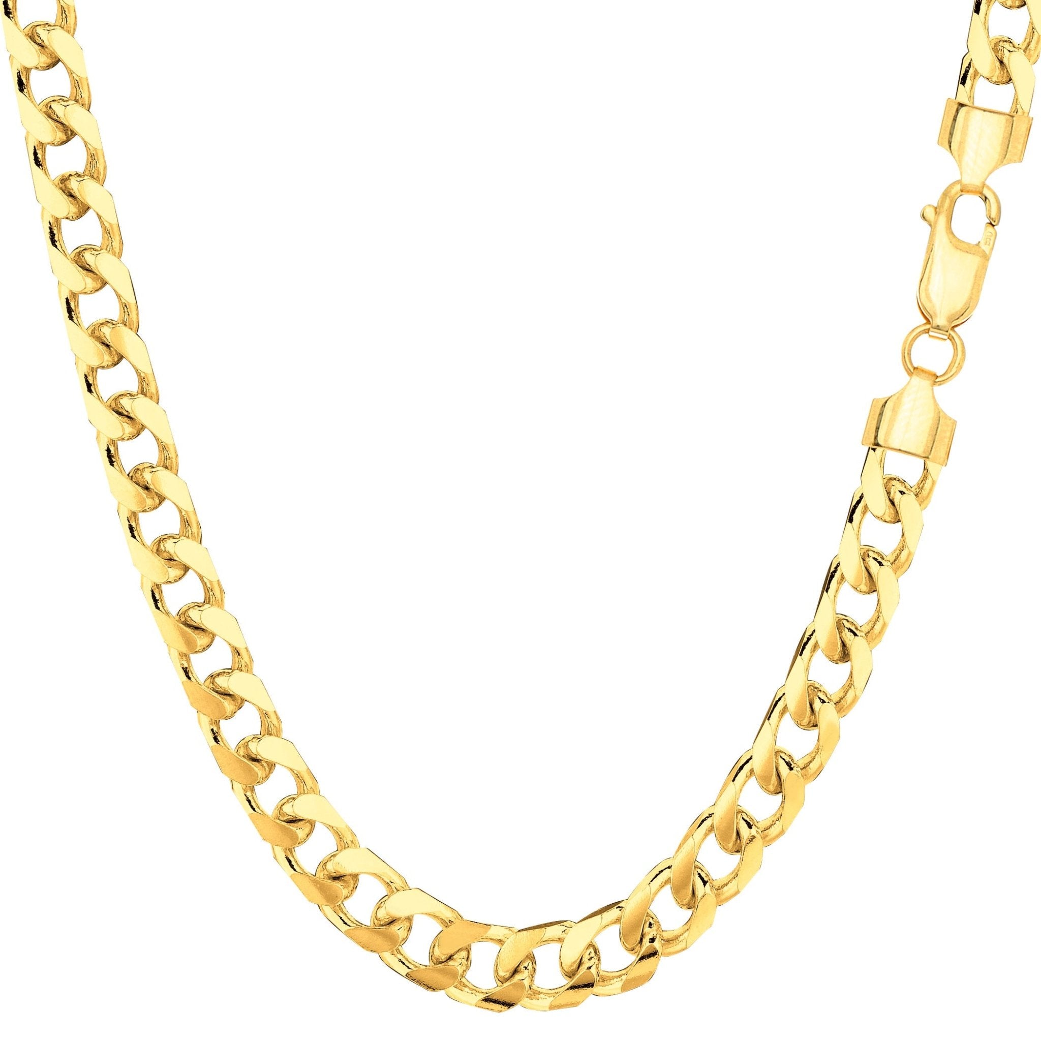 14k Yellow Solid Gold Miami Cuban Link Chain Mens Bracelet, 5mm, 8.5" - JewelryAffairs