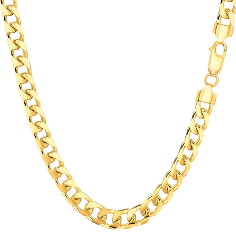 14k Yellow Solid Gold Miami Cuban Link Chain Mens Bracelet, 5mm, 8.5"