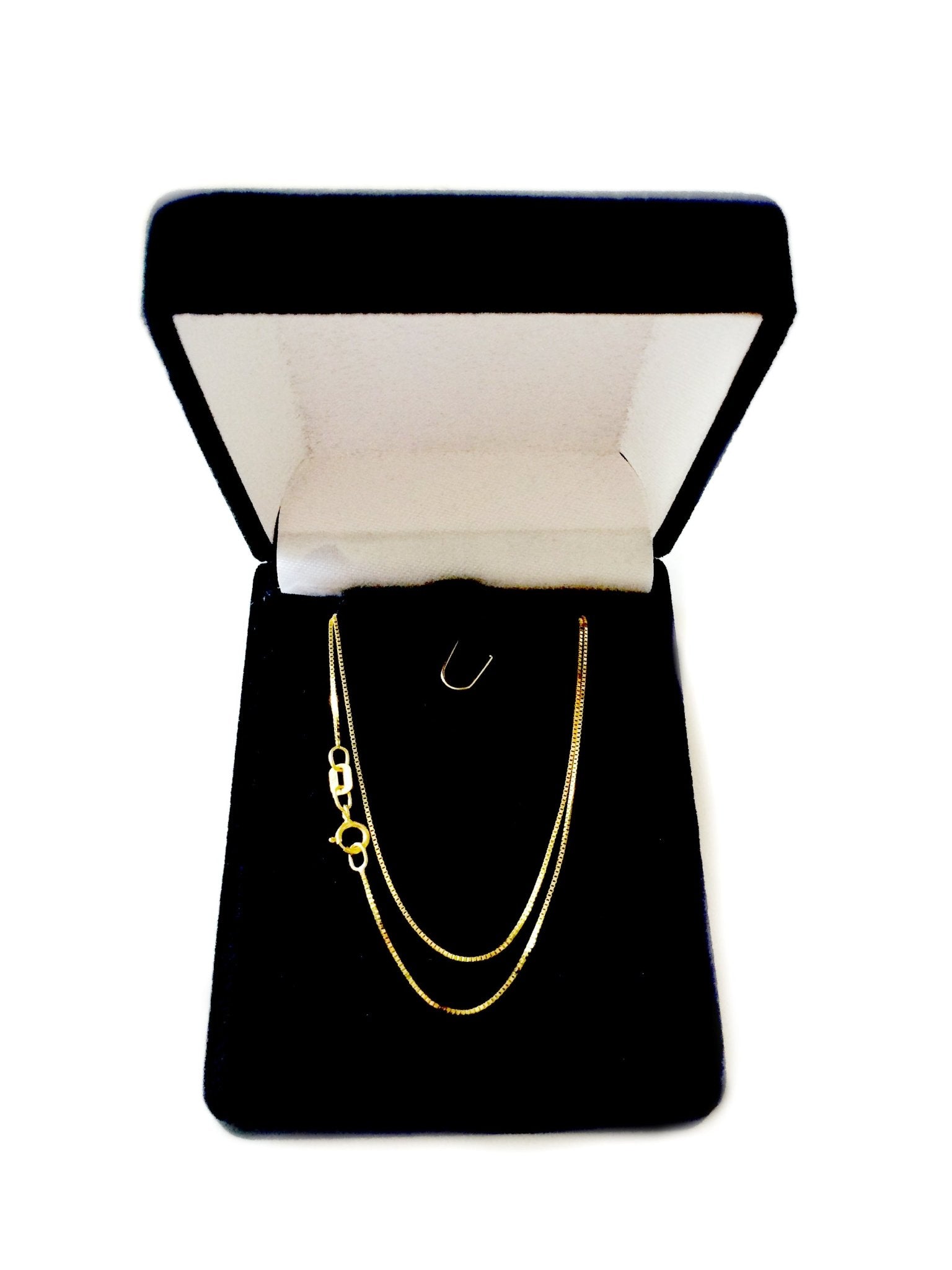 14k Yellow Solid Gold Mirror Box Chain Necklace, 0.6mm - JewelryAffairs