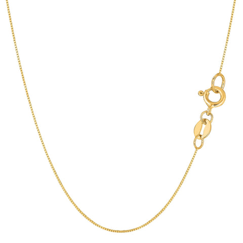 14k Yellow Solid Gold Mirror Box Chain Necklace, 0.6mm