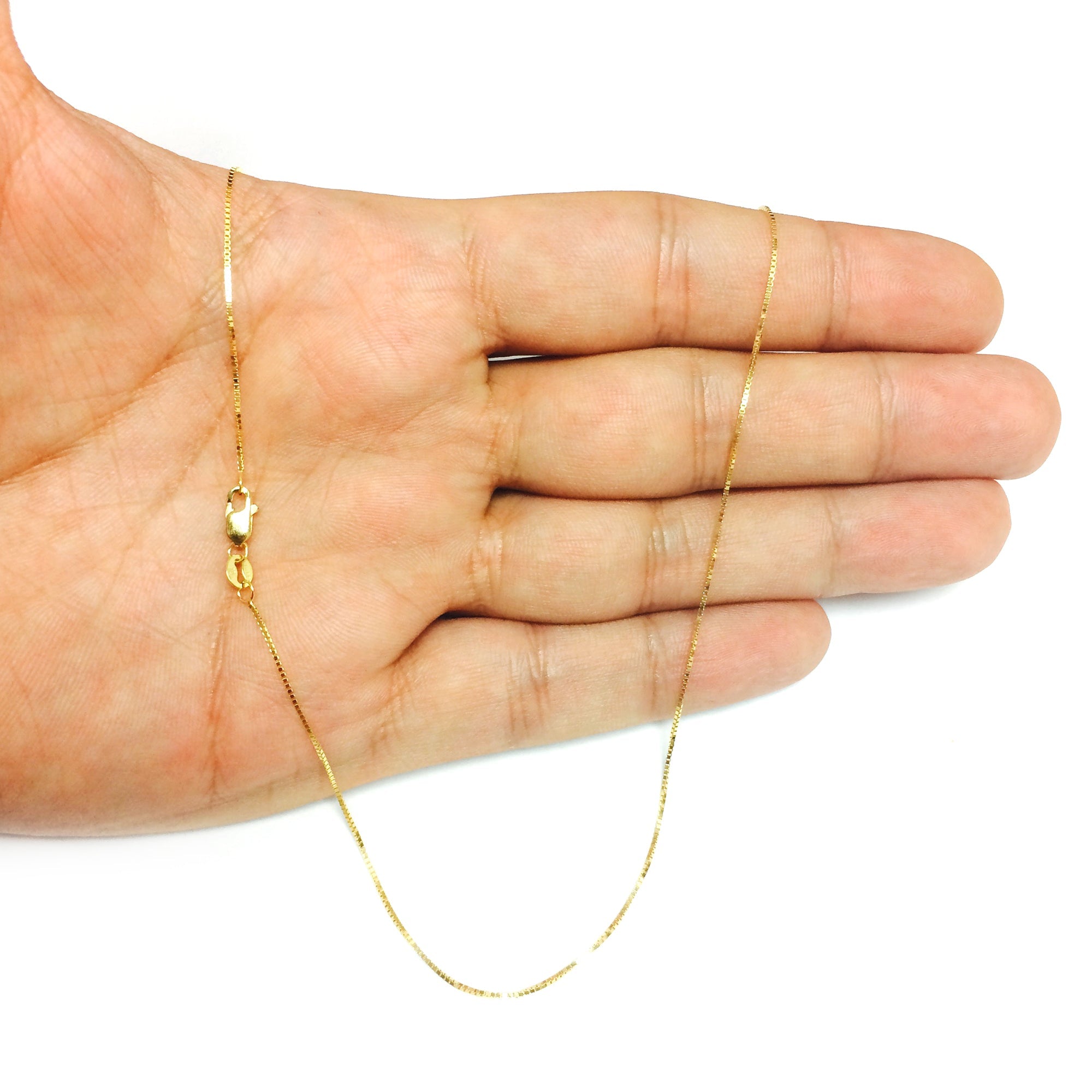 14k Yellow Solid Gold Mirror Box Chain Necklace, 0.7mm - JewelryAffairs