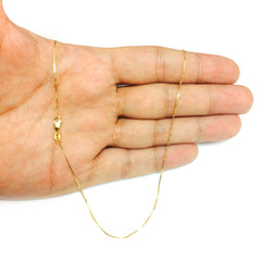 14k Yellow Solid Gold Mirror Box Chain Necklace, 0.7mm