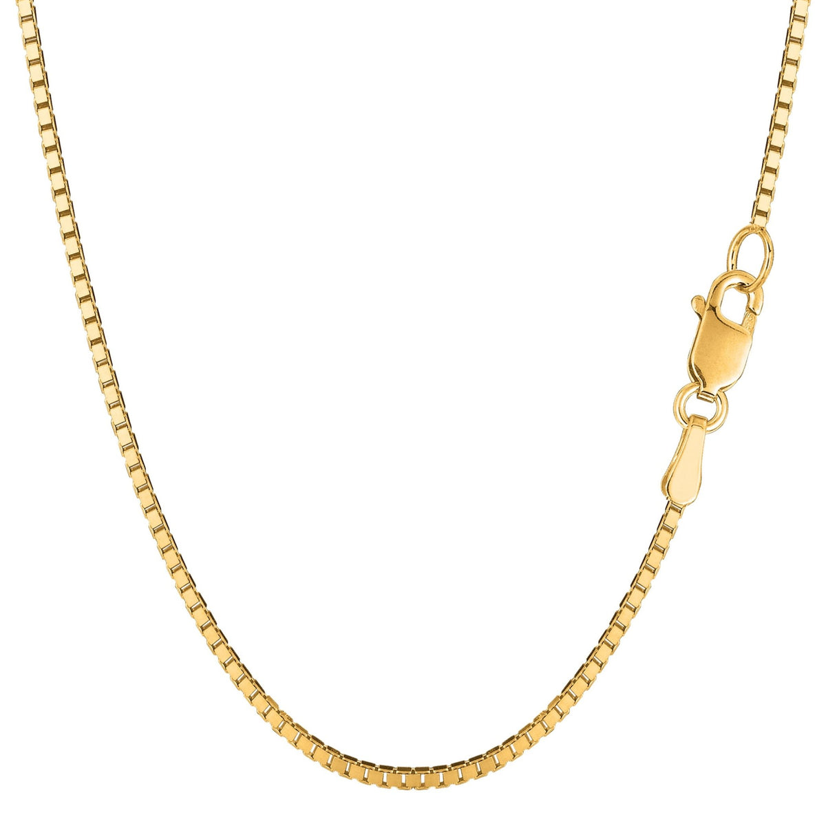 14k Yellow Solid Gold Mirror Box Chain Necklace, 1.4mm - JewelryAffairs