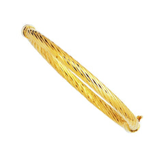 14k Yellow Twisted Gold Women's Bangle Bracelet, 7" - JewelryAffairs