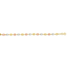 14k Yellow White And Rose Gold Mariner Link Bracelet, 7.25" - JewelryAffairs