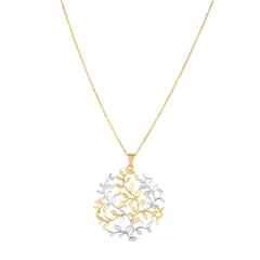 14k Yellow White Gold Tree Of Life Pendant Necklace, 18"