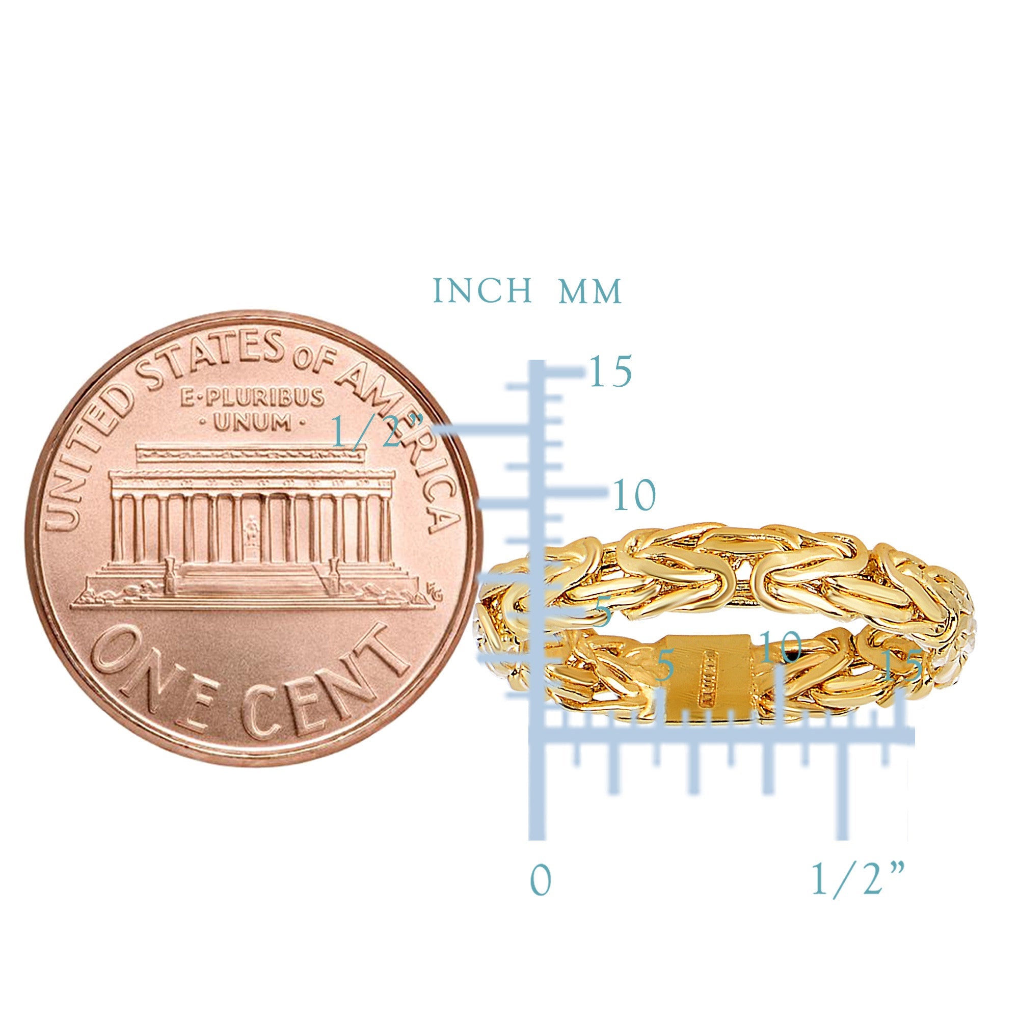 14Kt Yellow Gold Byzantine Style Band - 4mm Wide - JewelryAffairs
