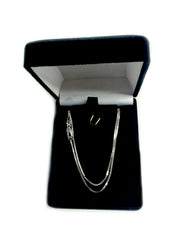 10k White Solid Gold Mirror Box Chain Necklace, 1.0mm fine designer jewelry for men and women