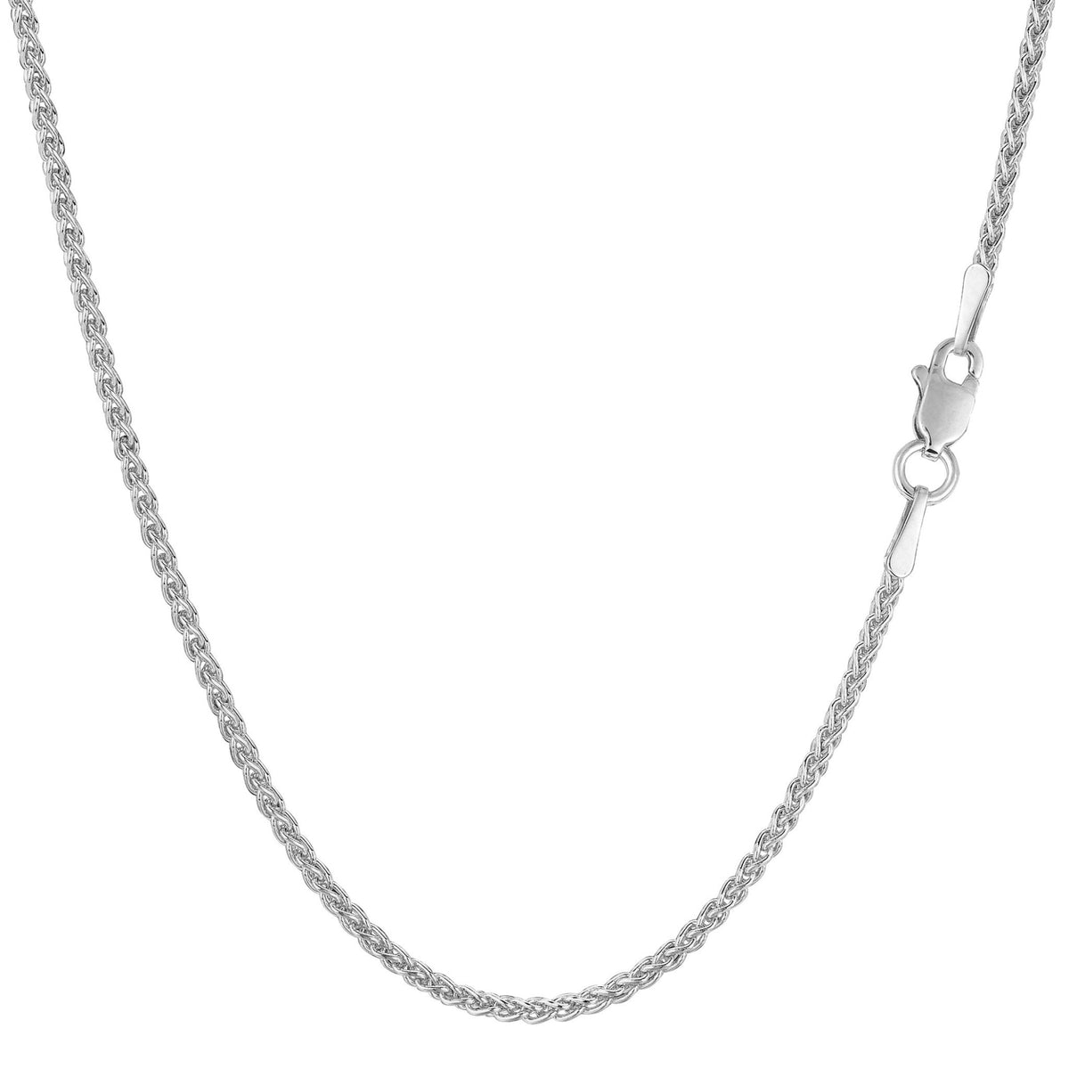 18k White Gold Round Wheat Chain Necklace, 1.4mm - JewelryAffairs