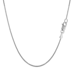 18k White Solid Gold Mirror Box Chain Necklace, 0.6mm - JewelryAffairs