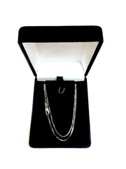 18k White Solid Gold Mirror Box Chain Necklace, 0.6mm - JewelryAffairs