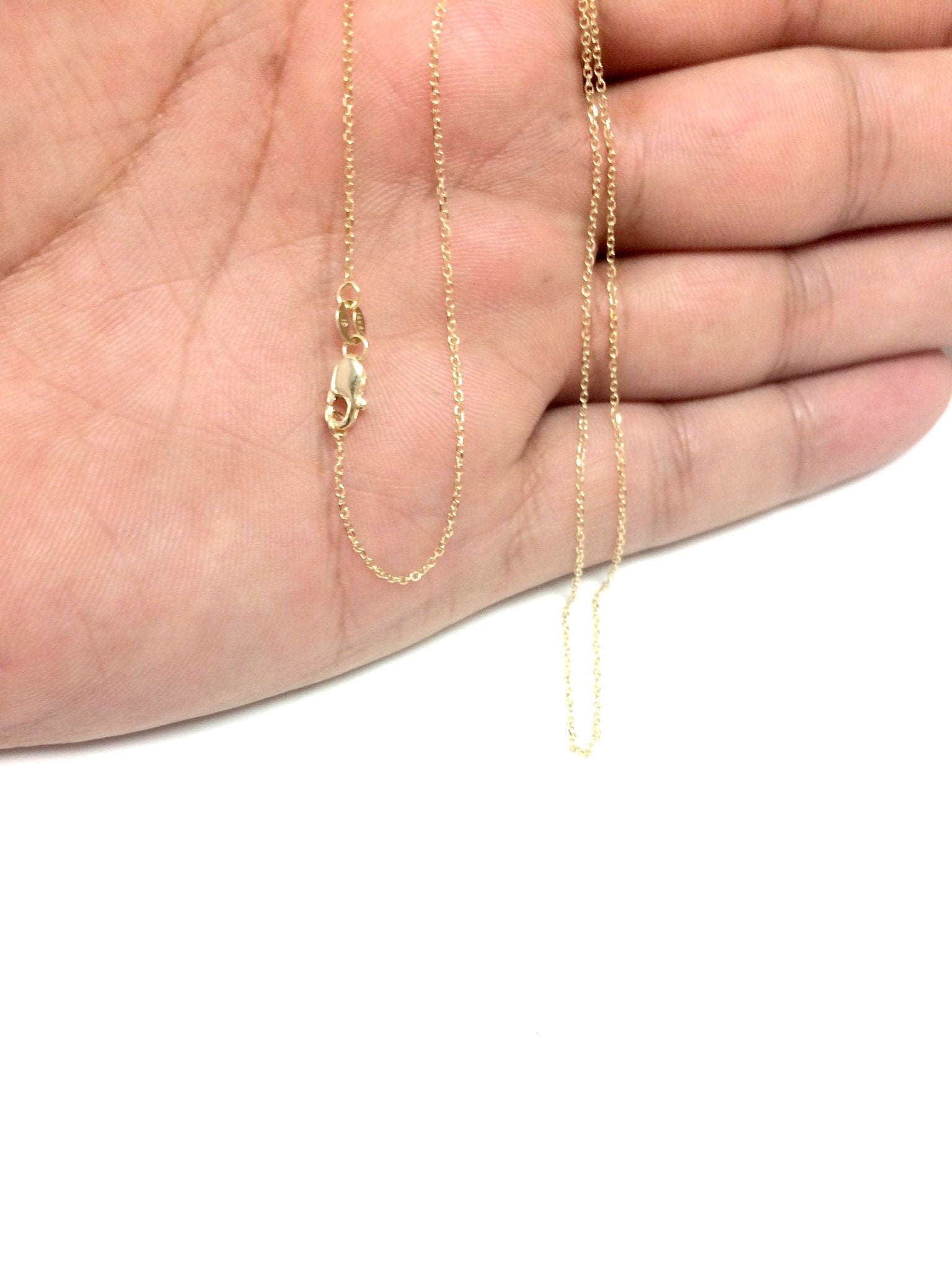 18k Yellow Gold Cable Link Chain Necklace, 0.7mm - JewelryAffairs