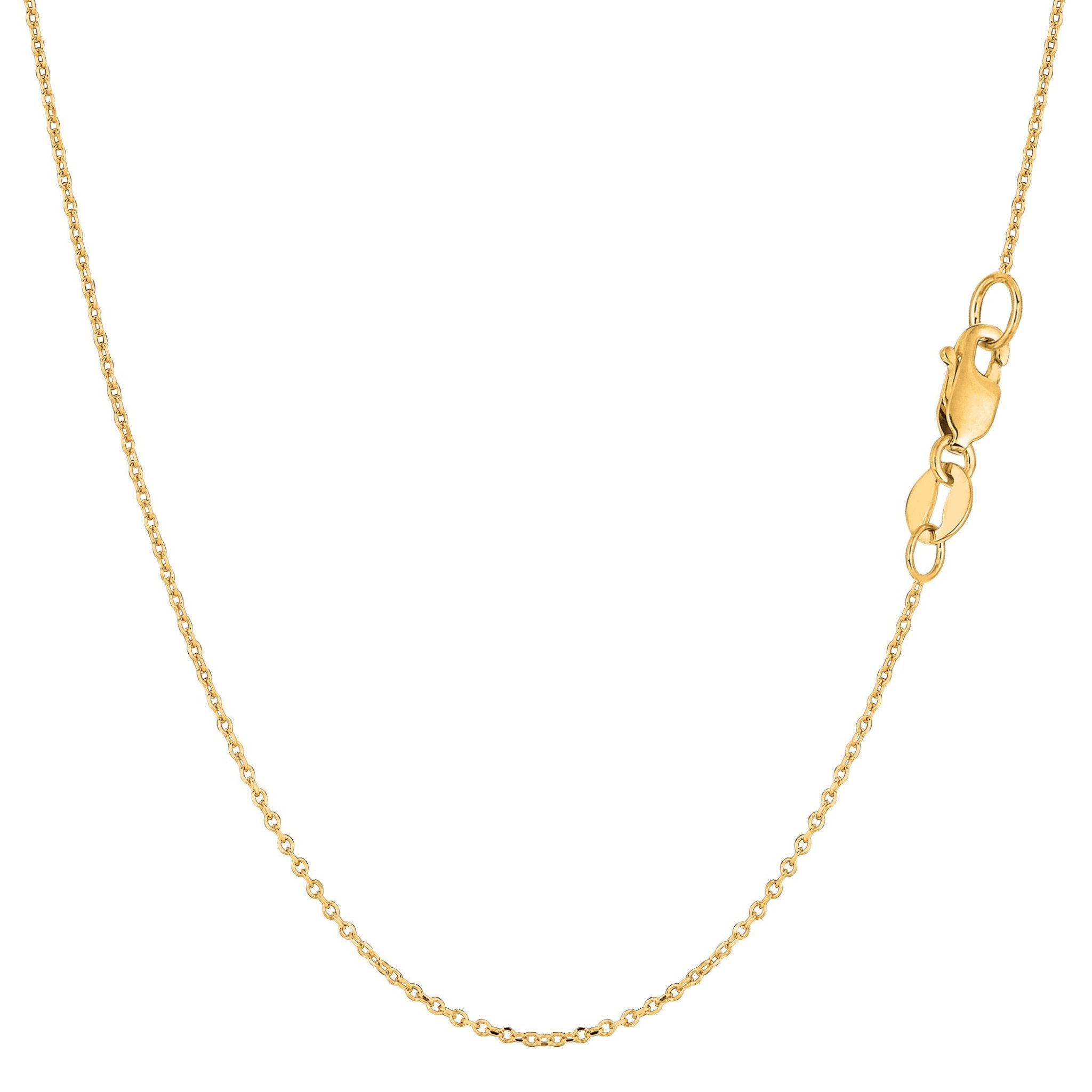 18k Yellow Gold Cable Link Chain Necklace, 0.7mm - JewelryAffairs